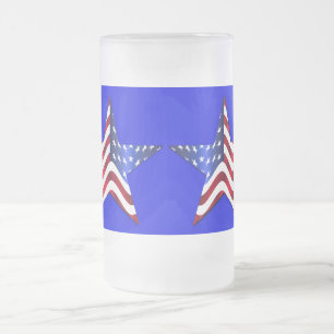 Usa Flag Star Bevroren 16 oz Mok van glas