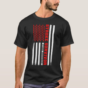 USA Flag Stroke Survivor Stroke Awareness Lint T-shirt