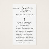 USA Flag Sympathy Funeral Memorial Prayer Card (Dos)