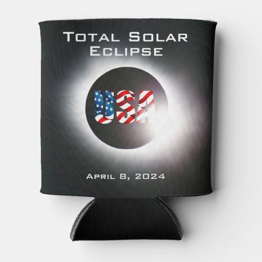 USA FLAG Totale zonsverduistering 8 april 2024 Blikjeskoeler (Voorkant)