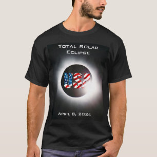 USA FLAG Totale zonsverduistering 8 april 2024 T-shirt