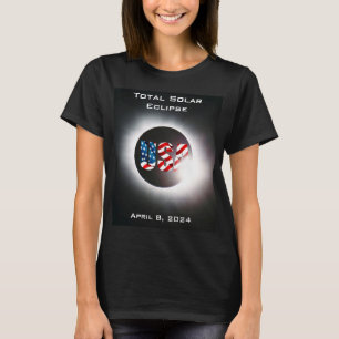 USA FLAG Totale zonsverduistering 8 april 2024 T-shirt