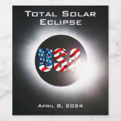 USA FLAG Totale zonsverduistering 8 april 2024 Wijn Etiket (Enkel label)
