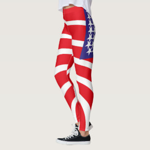 USA FLAG VERS AMERIKCA STARS by Masanser Pixelat Leggings