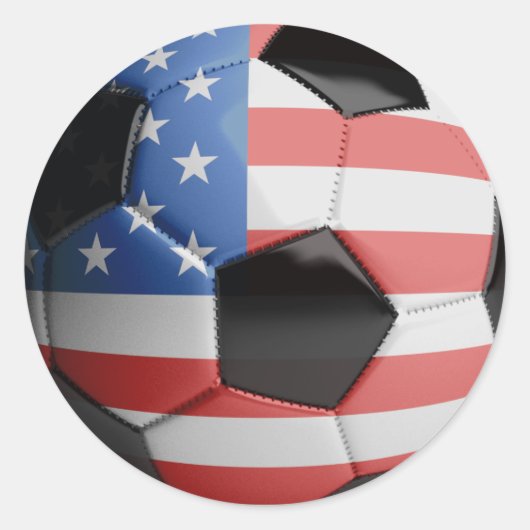 USA Flag Voetbal Ronde Sticker (Voorkant)