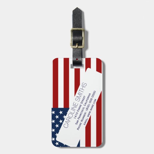 USA flag with address label Bagagelabel (Voorkant verticaal)