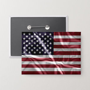 USA Flapping Flag Rood, Witte Strepen, Sterrenblau Button