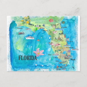 USA Florida staat fijnkunstdruk retro vintage kaar Briefkaart