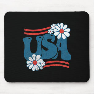 USA Flower Patriotic 4th of July Groovy Amerikaans Muismat