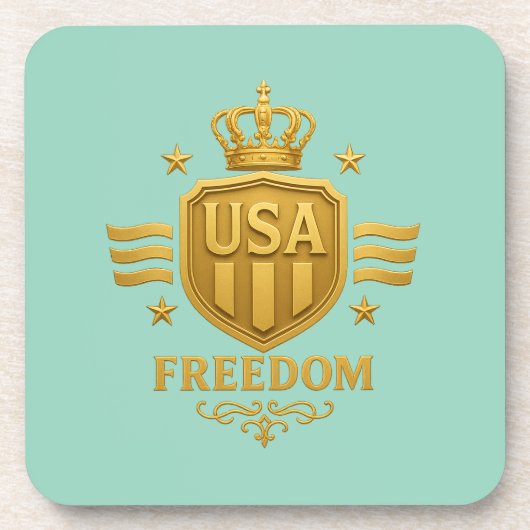 USA Freedom Golden Emblem Dessous de verre - Set 6 (Devant)
