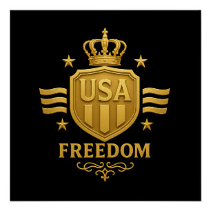 USA Freedom Golden Emblem Glossy Poster Perfect Poster