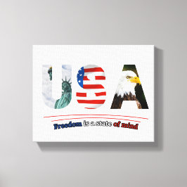 "USA – Freedom Is a State of Mind" Canvas Afdruk