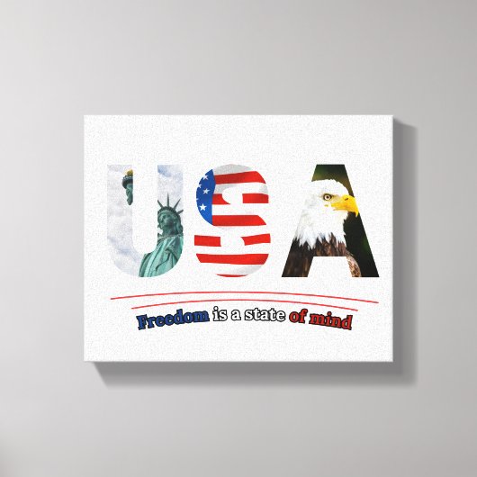 "USA – Freedom Is a State of Mind" Canvas Afdruk (Voorkant)