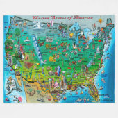 USA Fun Map Fleece Blanket Deken (Voorkant (Horizontaal))