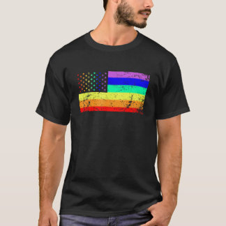 USA Gay Pride Vlag Regenboog Sterren LGBT 4e LGBT T-shirt