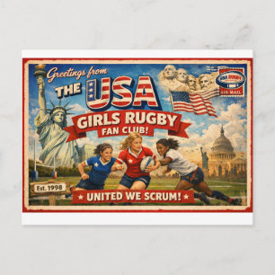 USA Girls Rugby Team Fan Club Postkaart