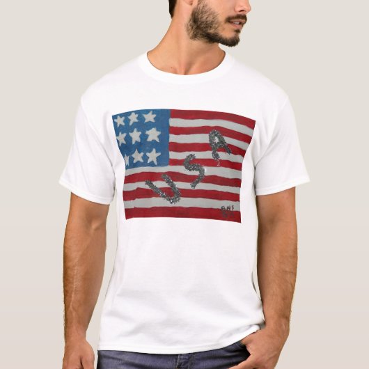 USA GlitterFlag T-shirt (Voorkant)