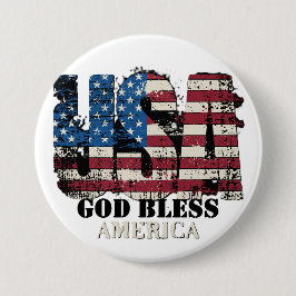 USA God Bless America Ronde Button 7,6 Cm