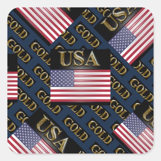 USA GOLD VIERKANTE STICKER (Voorkant)