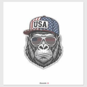 USA Gorilla Vintage Gravure Patriottisch T-shirt D Sticker