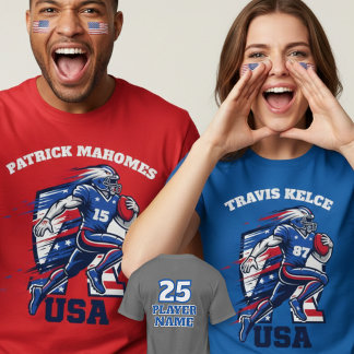 USA Gridiron Football Dynamic Action Patriotic  T-shirt