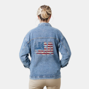 USA grunge tekst ontwerp met vlag Denim Jacket