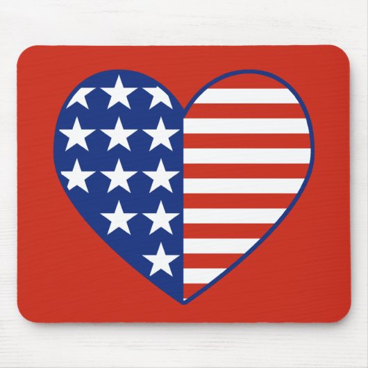 USA Heart Flag Mousepad Muismat (Voorkant)