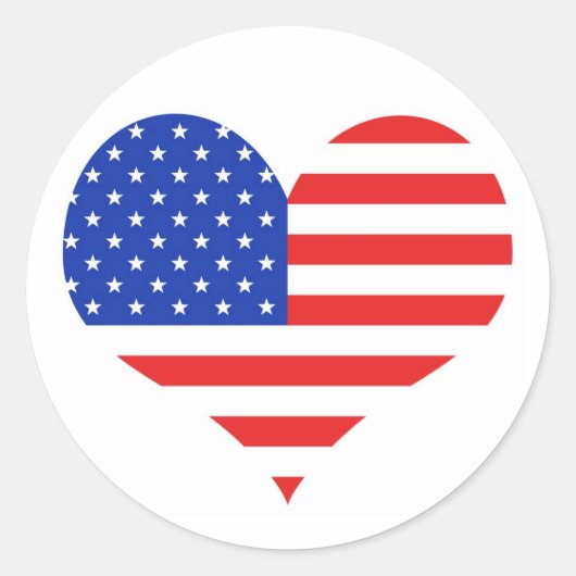 USA Heart Ronde Sticker (Voorkant)