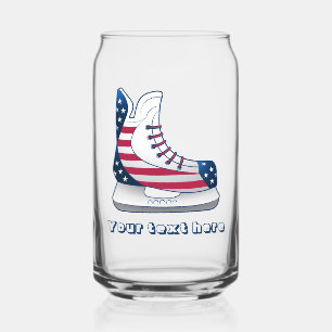 USA Hockey Schaats Onafhankelijkheidsdag Blikvorm Glas