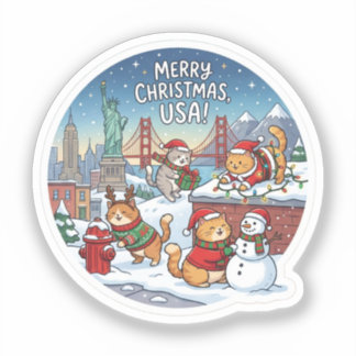 USA Holiday Cats – Cute Meowy Christmas Sticker