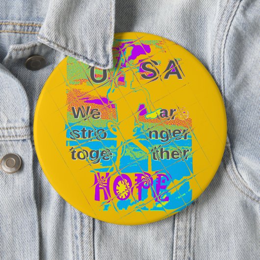 USA Hope: Kleurrijk gestructureerd ontwerp Ronde Button 6,0 Cm (In situ)