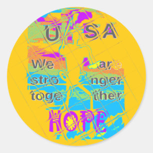 USA Hope: Kleurrijk gestructureerd ontwerp Ronde Sticker