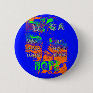 USA Hope: samen sterker patriottisch design Ronde Button 5,7 Cm
