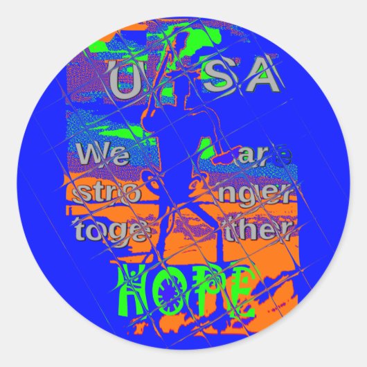 USA Hope: samen sterker patriottisch design Ronde Sticker (Voorkant)