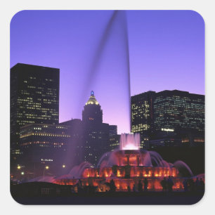 USA, IL, Chicago. Buckingham Fountain in Grant Vierkante Sticker