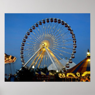 USA, Illinois, Chicago, Cityscapes, Lighted Poster