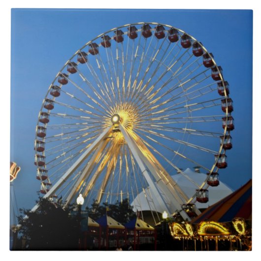 USA, Illinois, Chicago, Cityscapes, Lighted Tegeltje (Voorkant)