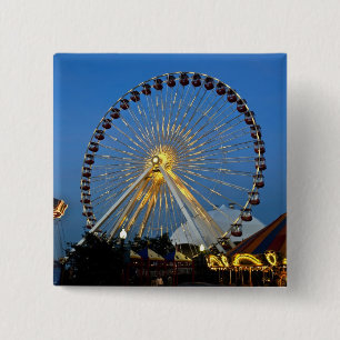 USA, Illinois, Chicago, Cityscapes, Lighted Vierkante Button 5,1 Cm