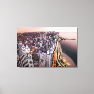USA, Illinois, Chicago, uitzicht van het meer van Canvas Afdruk