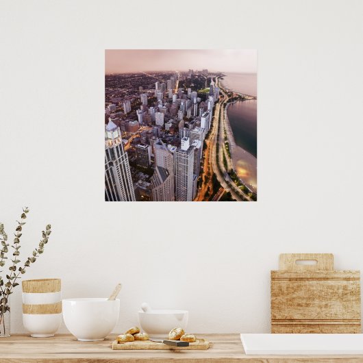 USA, Illinois, Chicago, uitzicht van het meer van  Poster (Keuken)