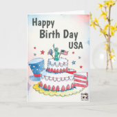 USA Independence Day - Cake Kaart (Gele Bloem)