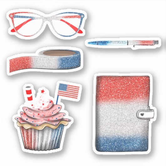 USA Independence Day Planner sticker set (Voorkant)