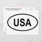 USA Int'l Vehicle Registration Code Carte postale (Devant / Derrière)