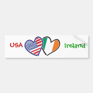 USA Ireland Heart Flags Bumpersticker