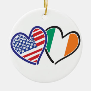 USA Ireland Heart Flags Keramisch Ornament