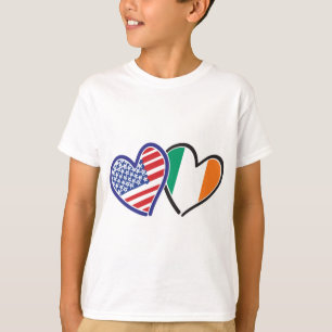 USA Ireland Heart Flags T-shirt