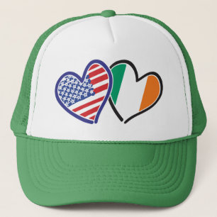 USA Ireland Heart Flags Trucker Pet