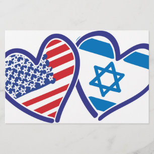 USA Israel Heart Flag Briefpapier