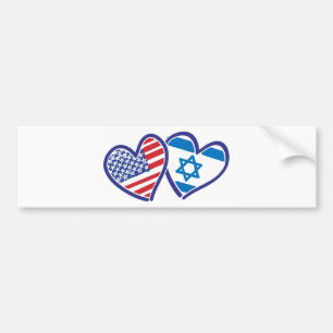USA Israel Heart Flags Bumpersticker