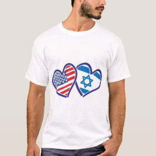 USA Israël Liefde Harten T-shirt